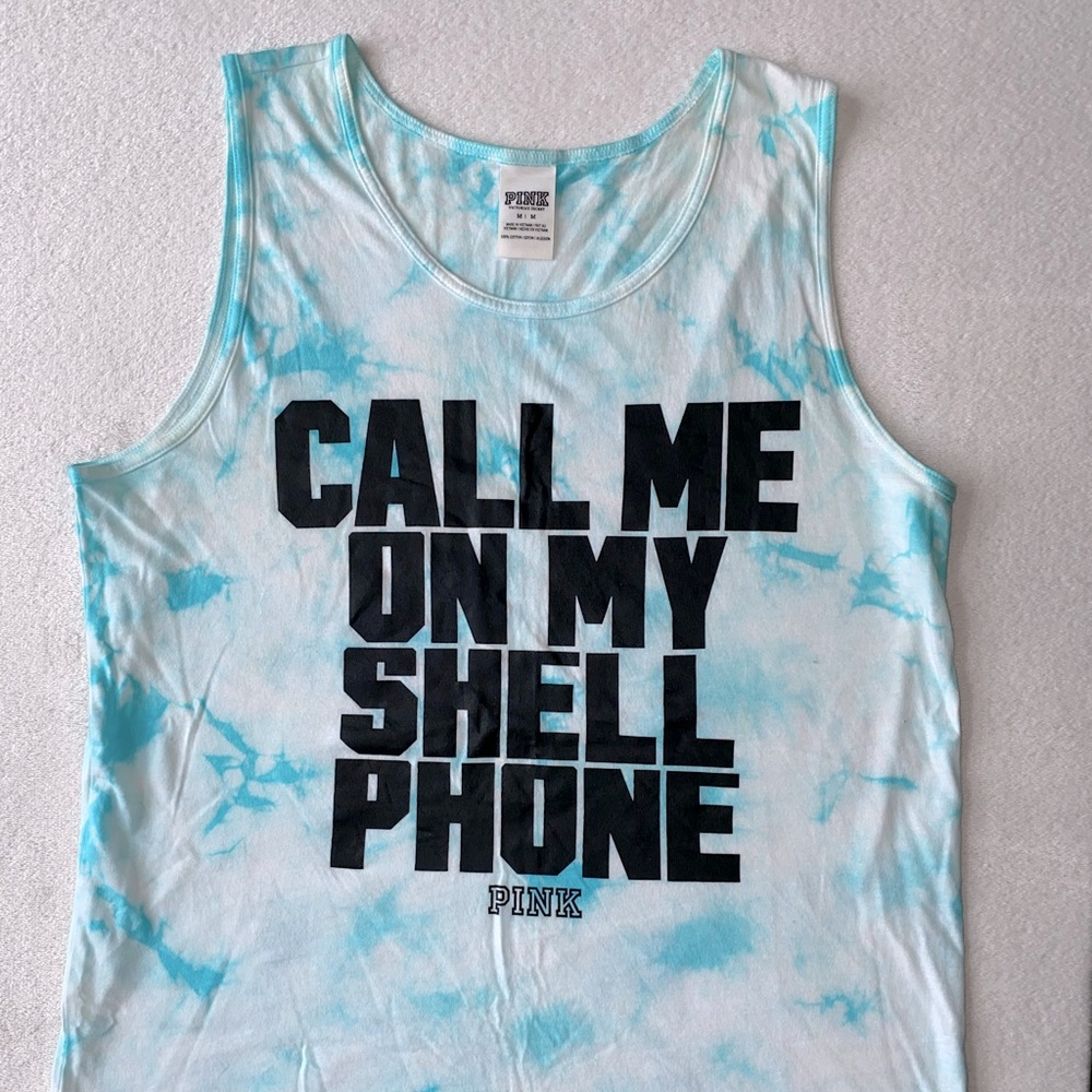 PINK tie-dye tank top w/ quote